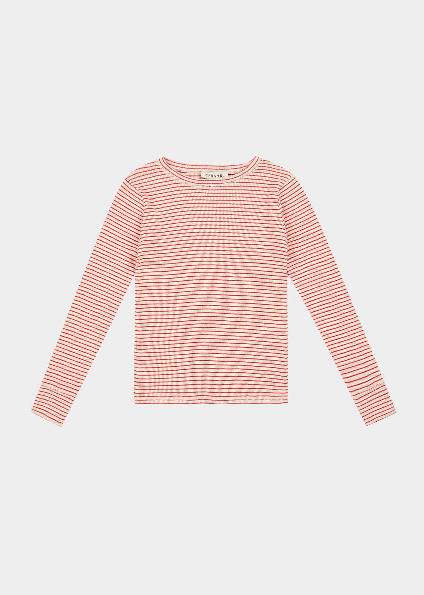 KISHON T-SHIRT - REDCURRANT/CREAM STRIPE