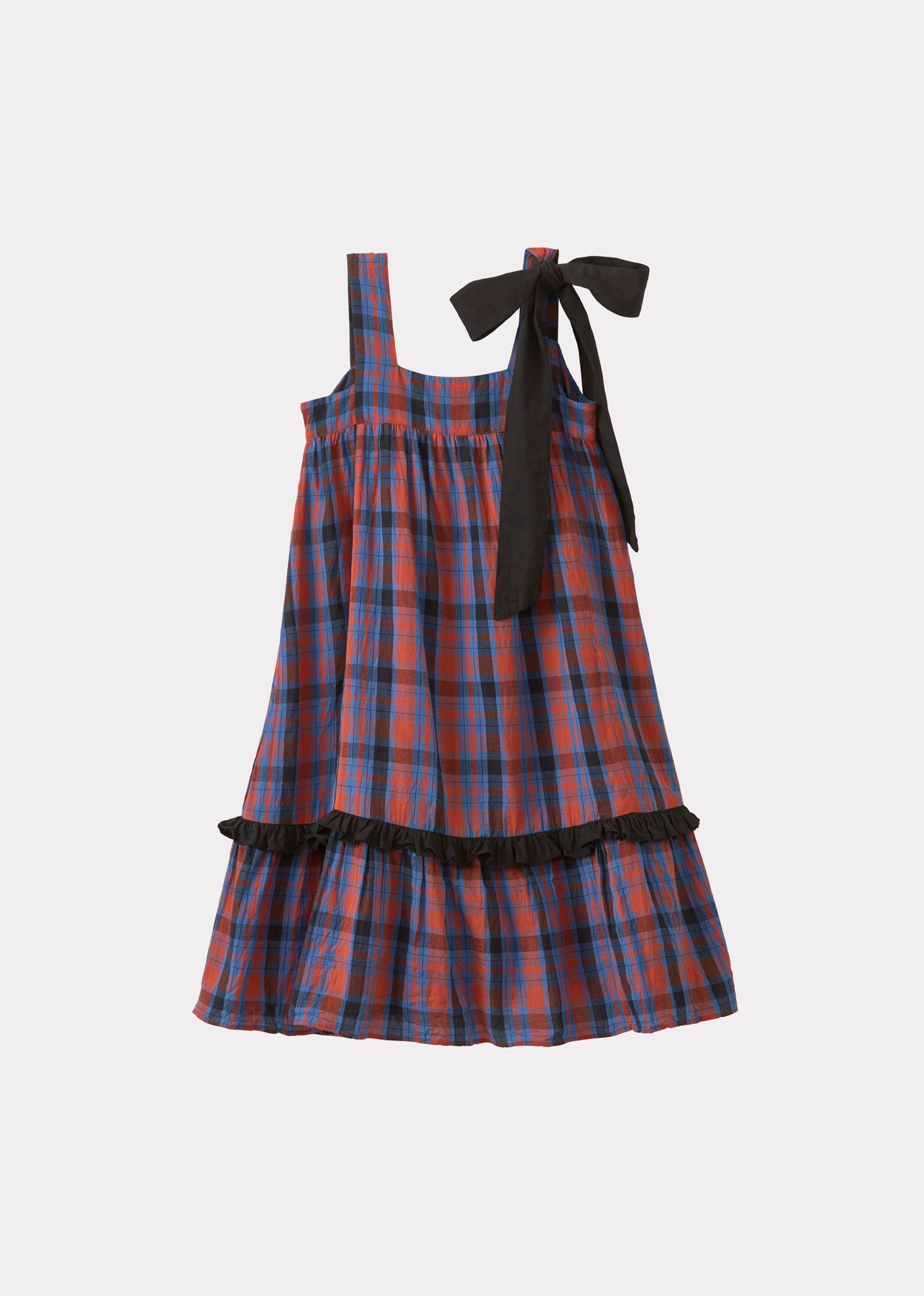 PEONY DRESS - RED/BLUE TARTAN