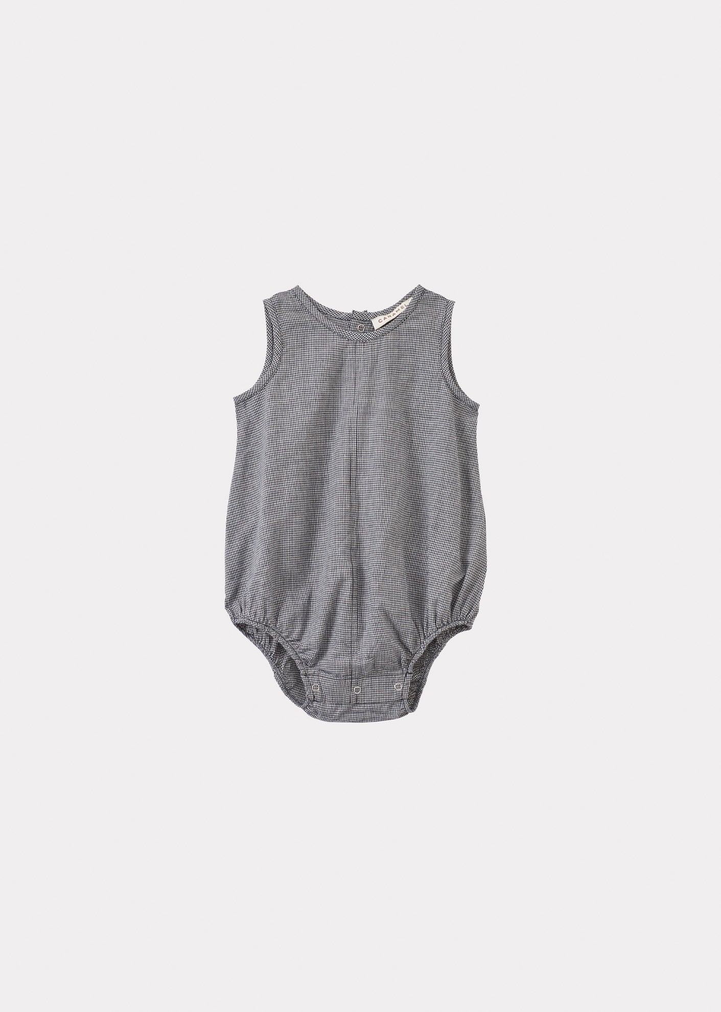 PILEA BABY ROMPER - BLACK MICRO CHECK