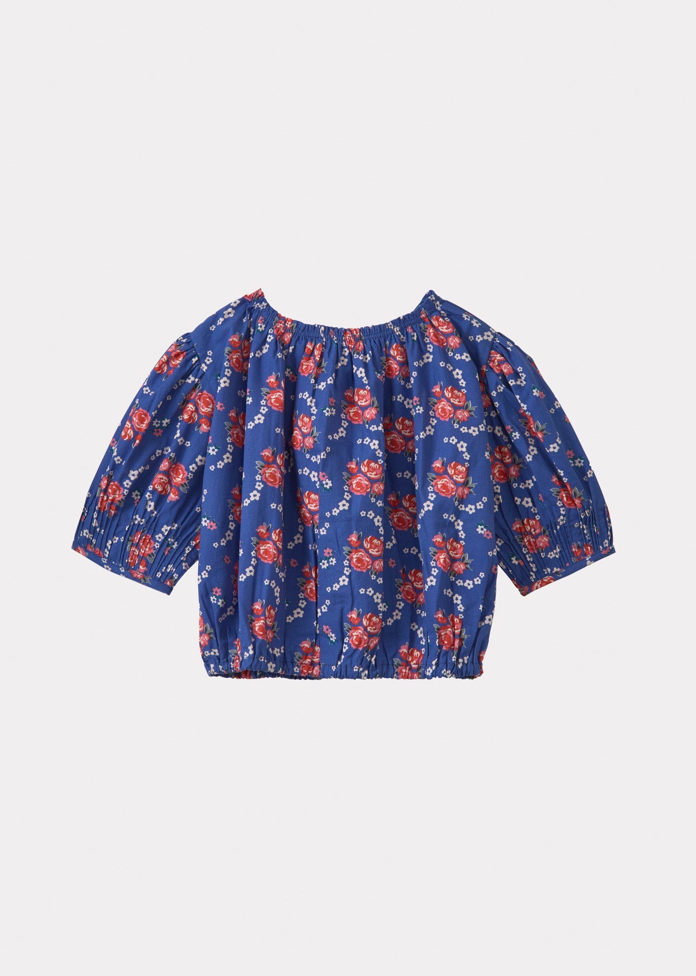 QUEENS PARK BLOUSE- ROSE POSY PRINT - BLUE