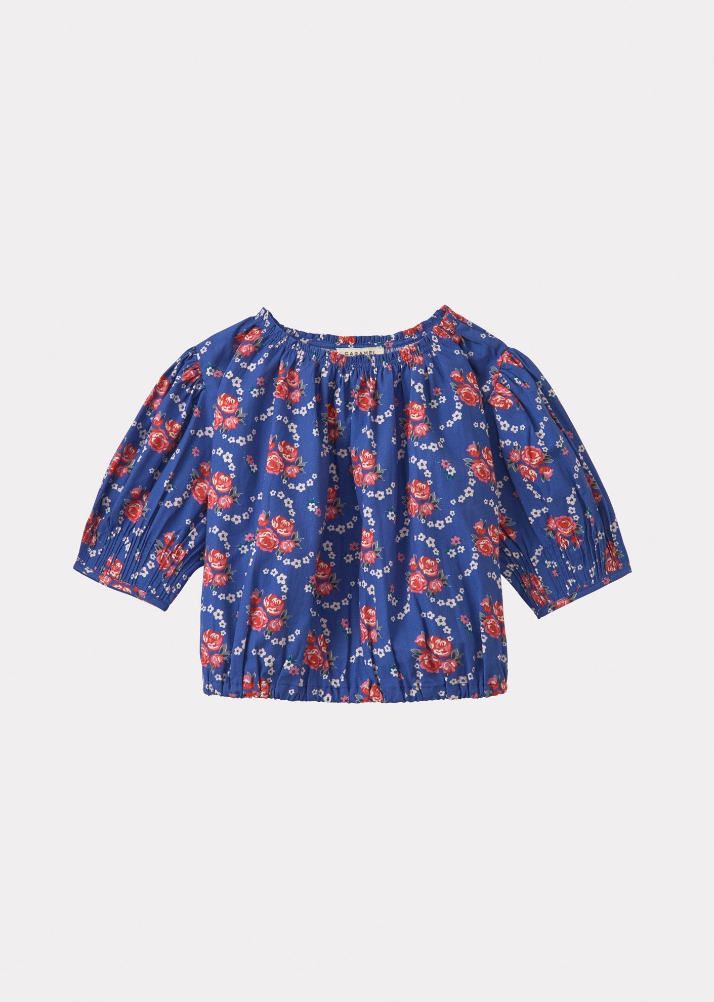 QUEENS PARK BLOUSE- ROSE POSY PRINT - BLUE