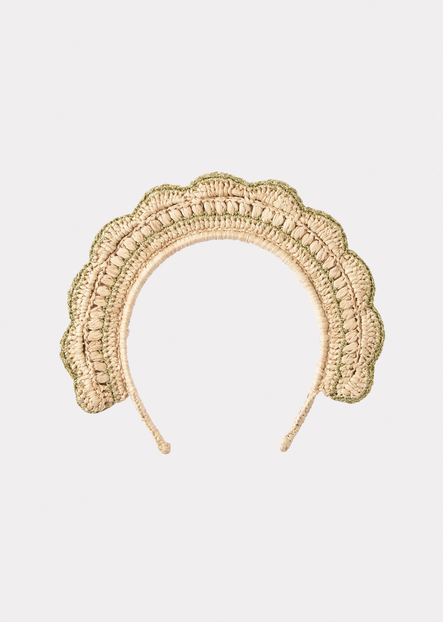 RAFFIA CROCHET TIARA - GOLD/NATURAL