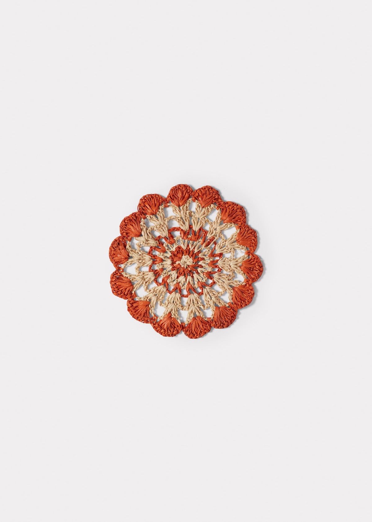 RAFFIA ROUND COASTER - ORANGE/NATURAL