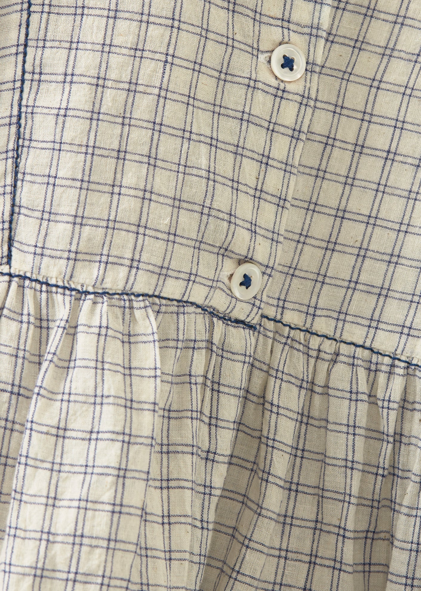 YARROW DRESS  - WHITE/NAVY CHECK