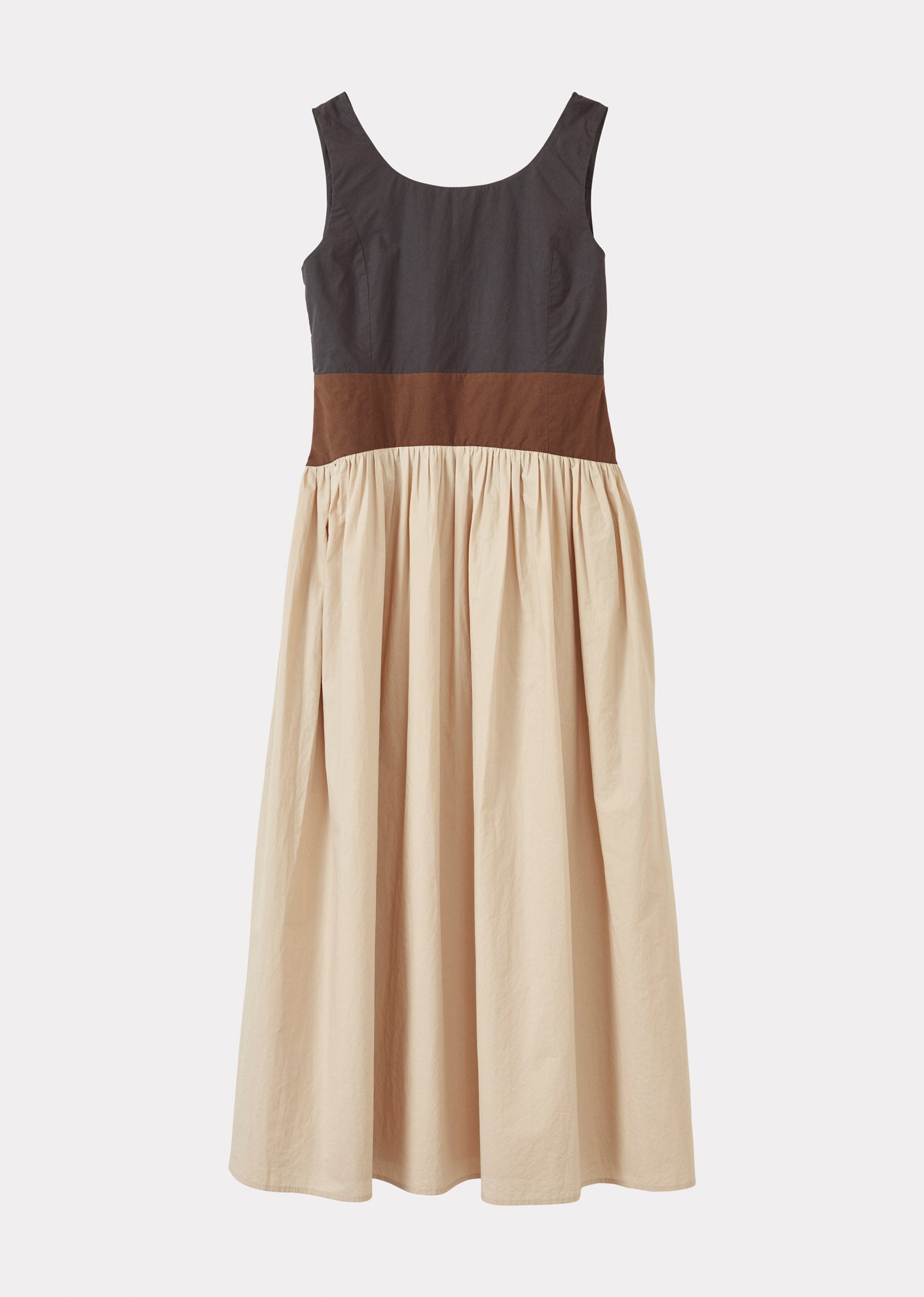 PANELLED DRESS - BLACK/BROWN/BEIGE