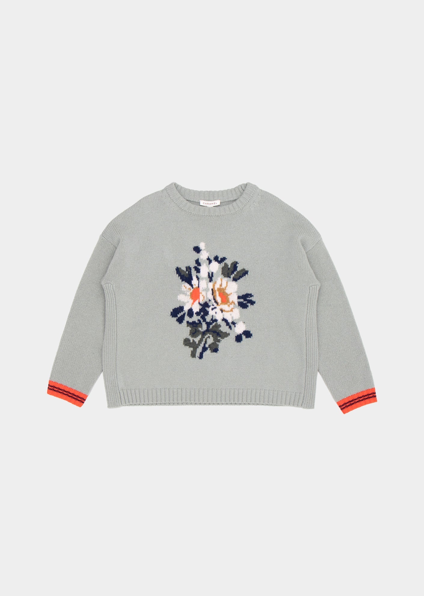 DENA INTARSIA KIDS JUMPER - SAGE GREY BASE/MULTI