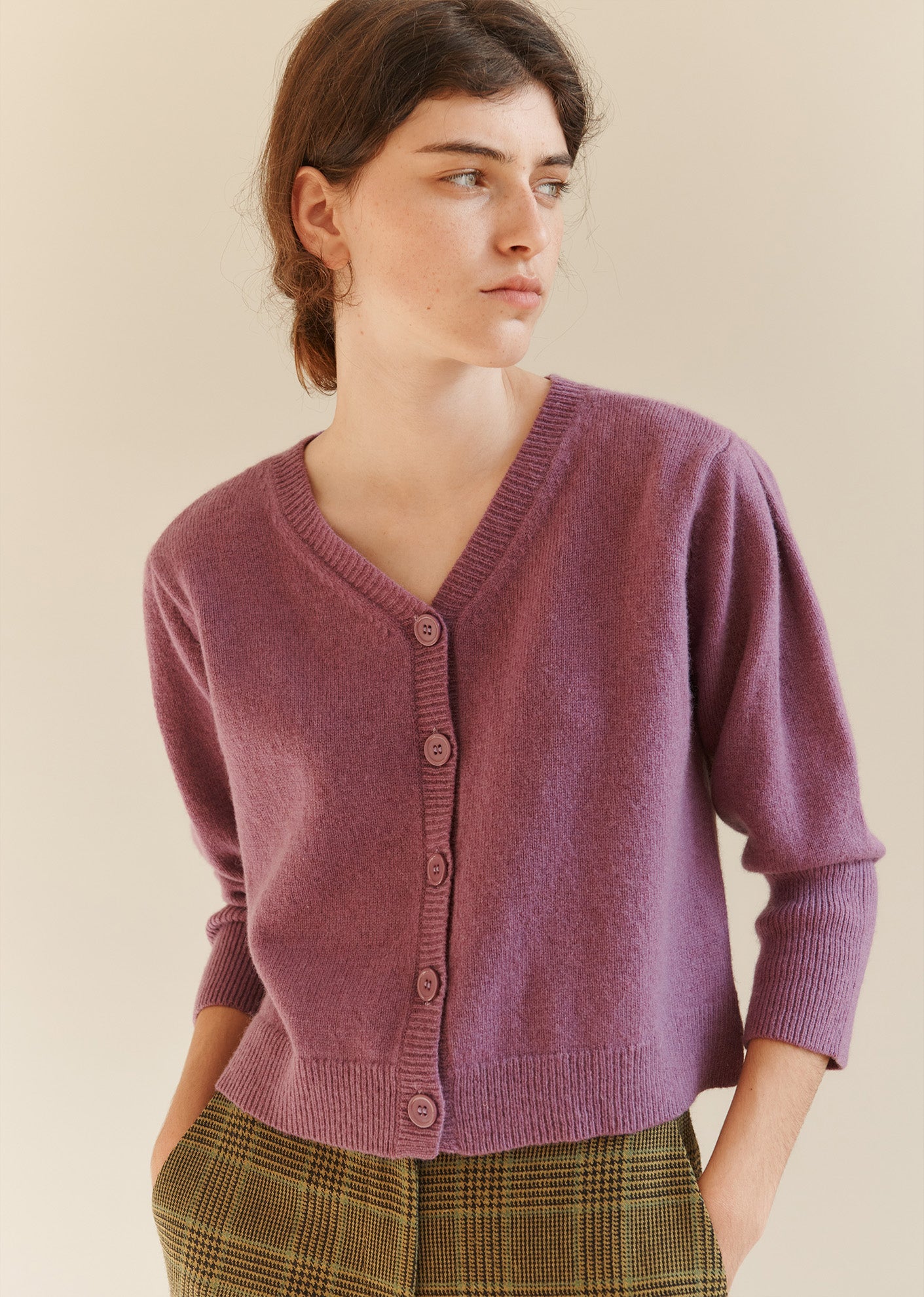 WOMAN CARDIGAN - LILAC