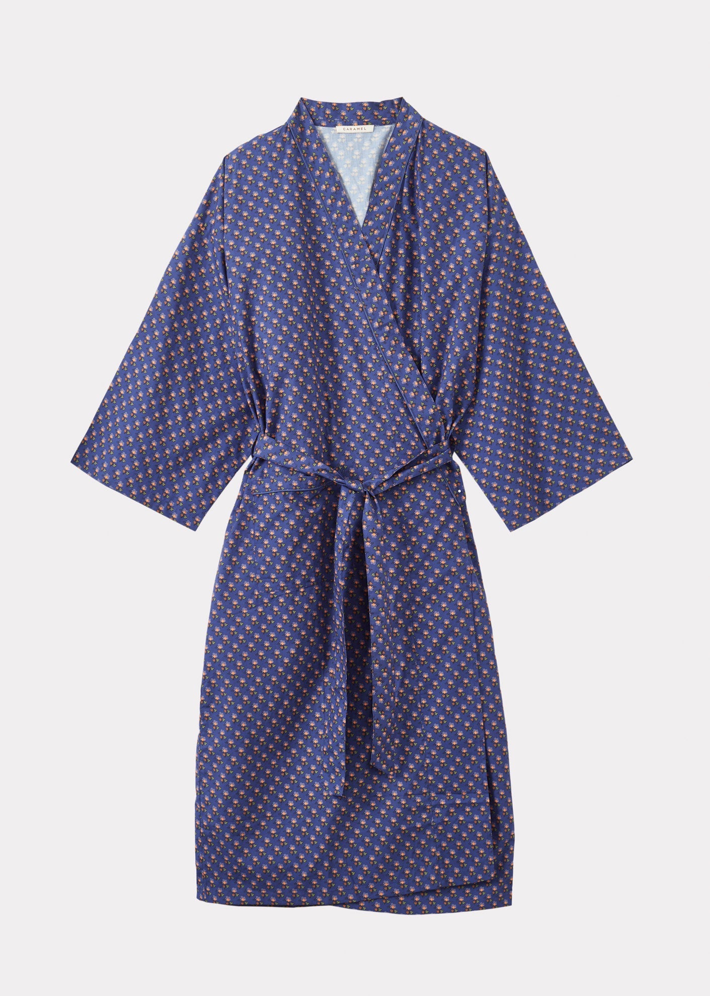 WOMAN NIGHT ROBE - NAVY POSY PRINT