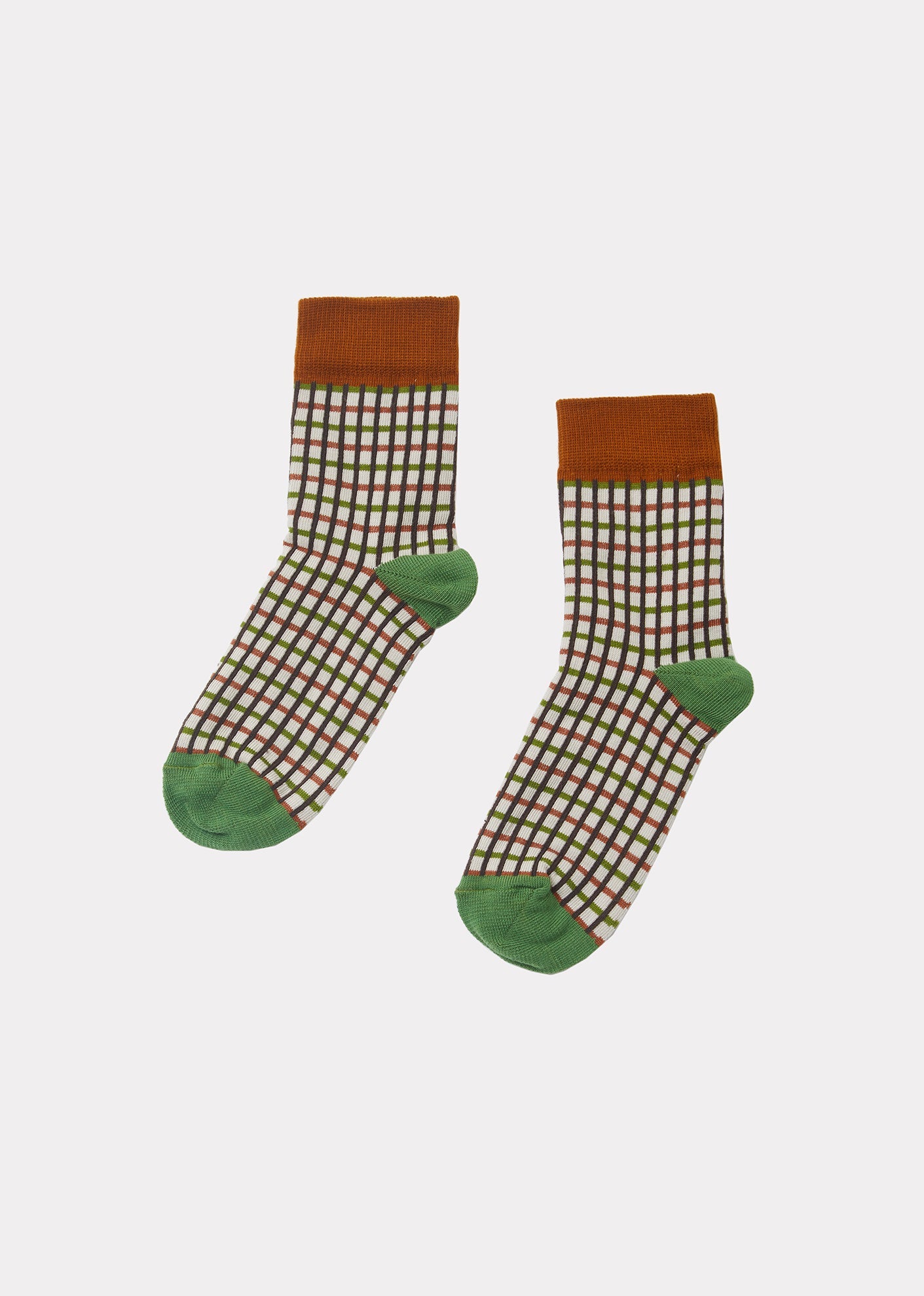 Child Rib Ankle Socks, Check Pattern