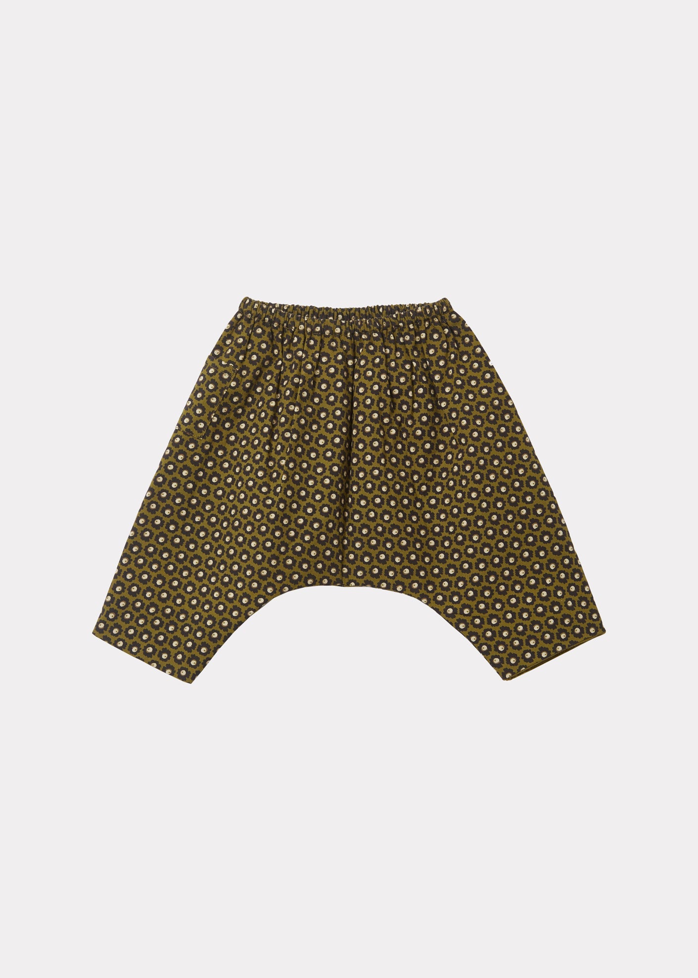 Igem Baby Trousers, Olive Flower Spot Print