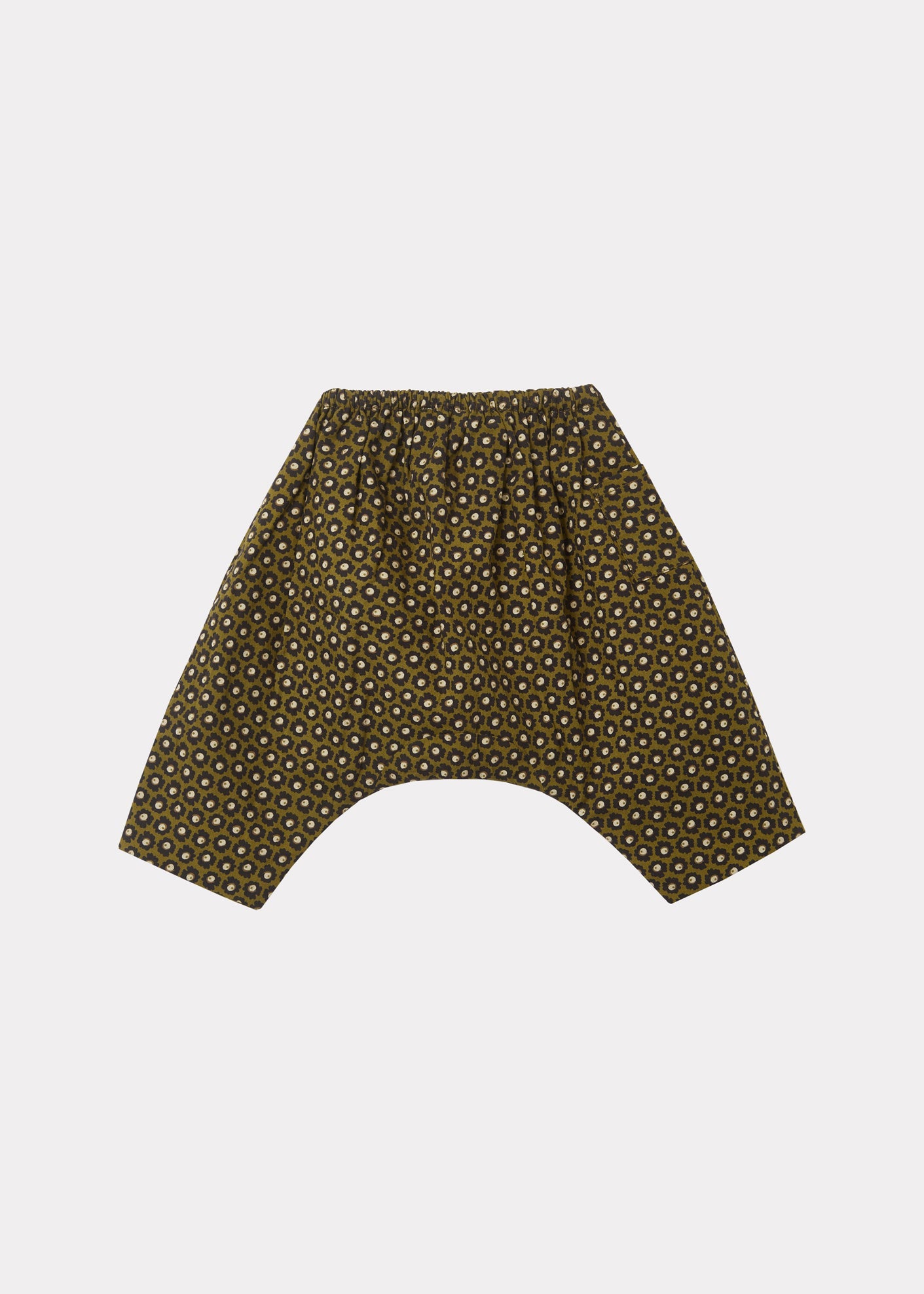 Igem Baby Trousers, Olive Flower Spot Print