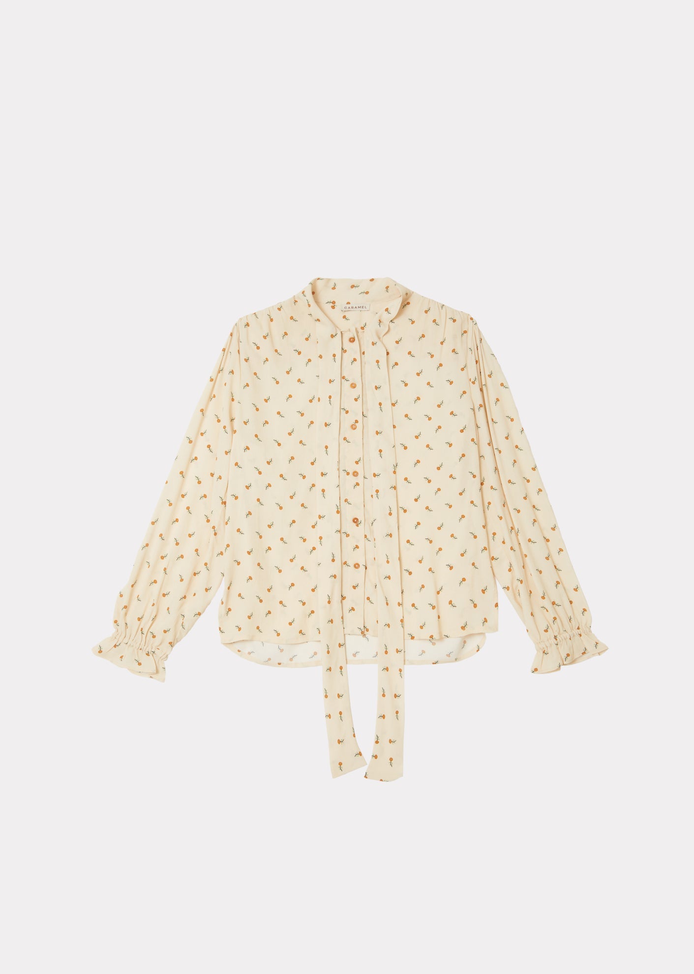 Caramel | Bow Shirt, Toffee Ditsy Flower Print