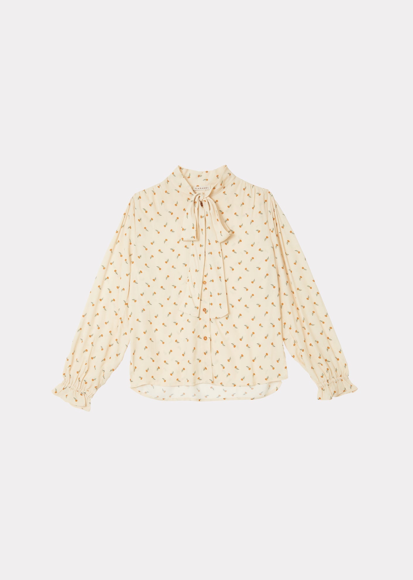 Caramel | Bow Shirt, Toffee Ditsy Flower Print