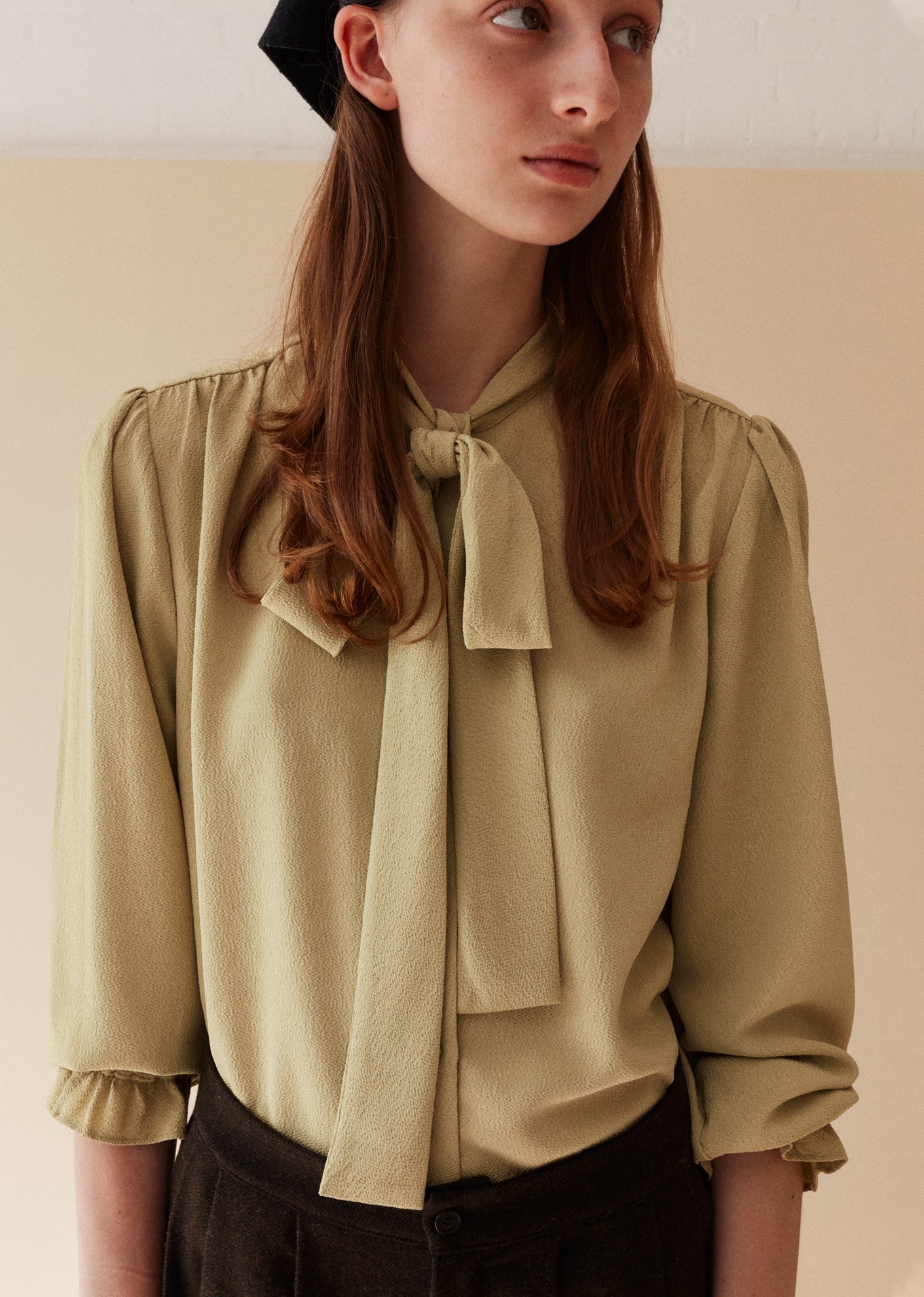 Caramel | Bow Shirt, Lime