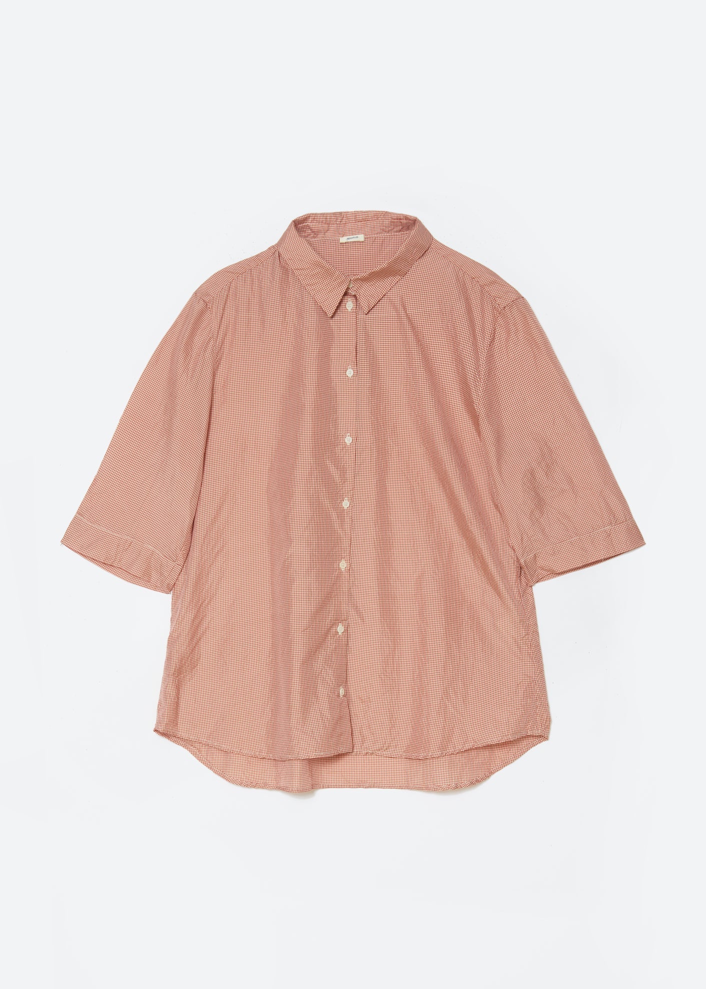 Apuntob | Habotay Micro Check Shirt, Mandarin