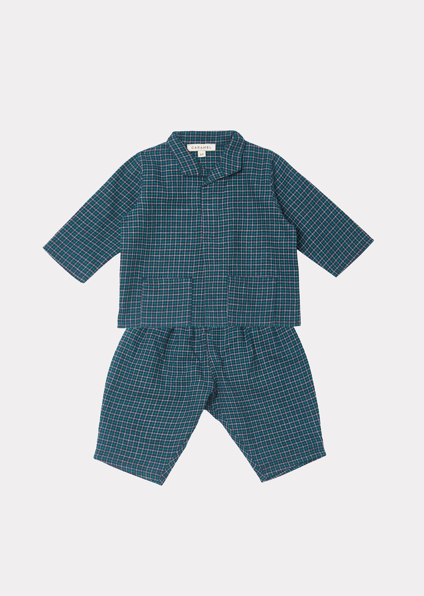 Flollis Baby Set, Blue Green Check