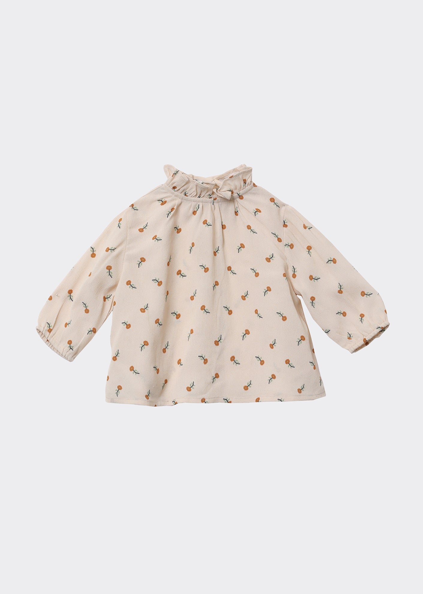 Miron Baby Blouse, Toffee Ditsy Flower Print