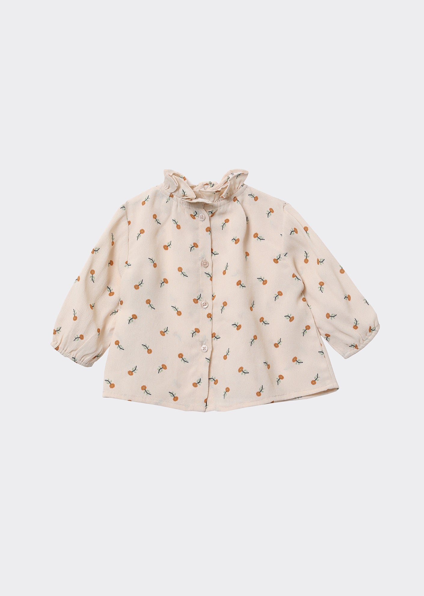 Miron Baby Blouse, Toffee Ditsy Flower Print