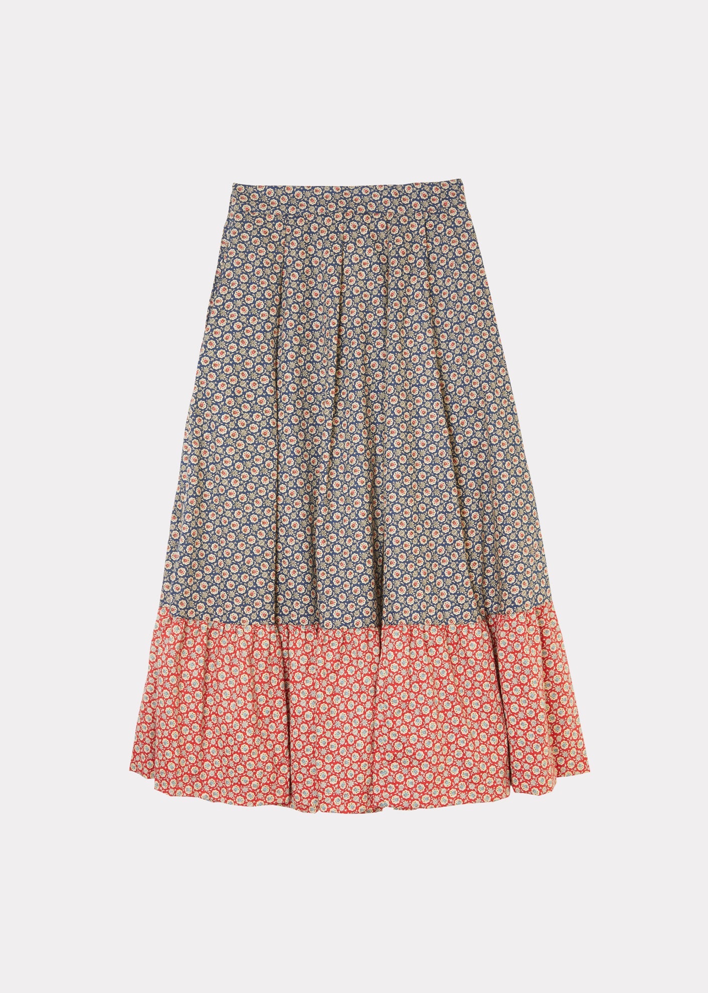 Caramel | Pleat Front Skirt, Navy Flower