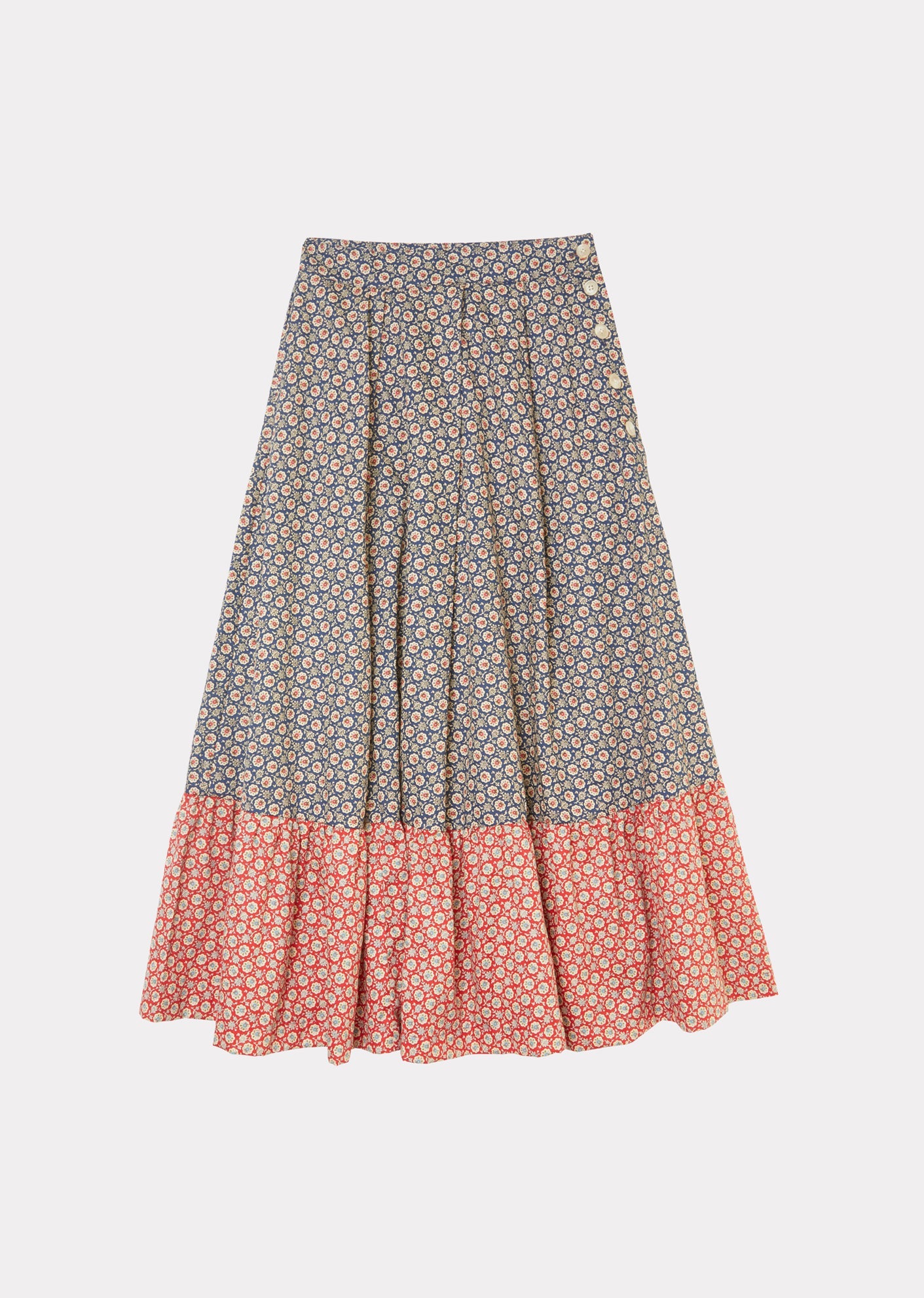 Caramel | Pleat Front Skirt, Navy Flower