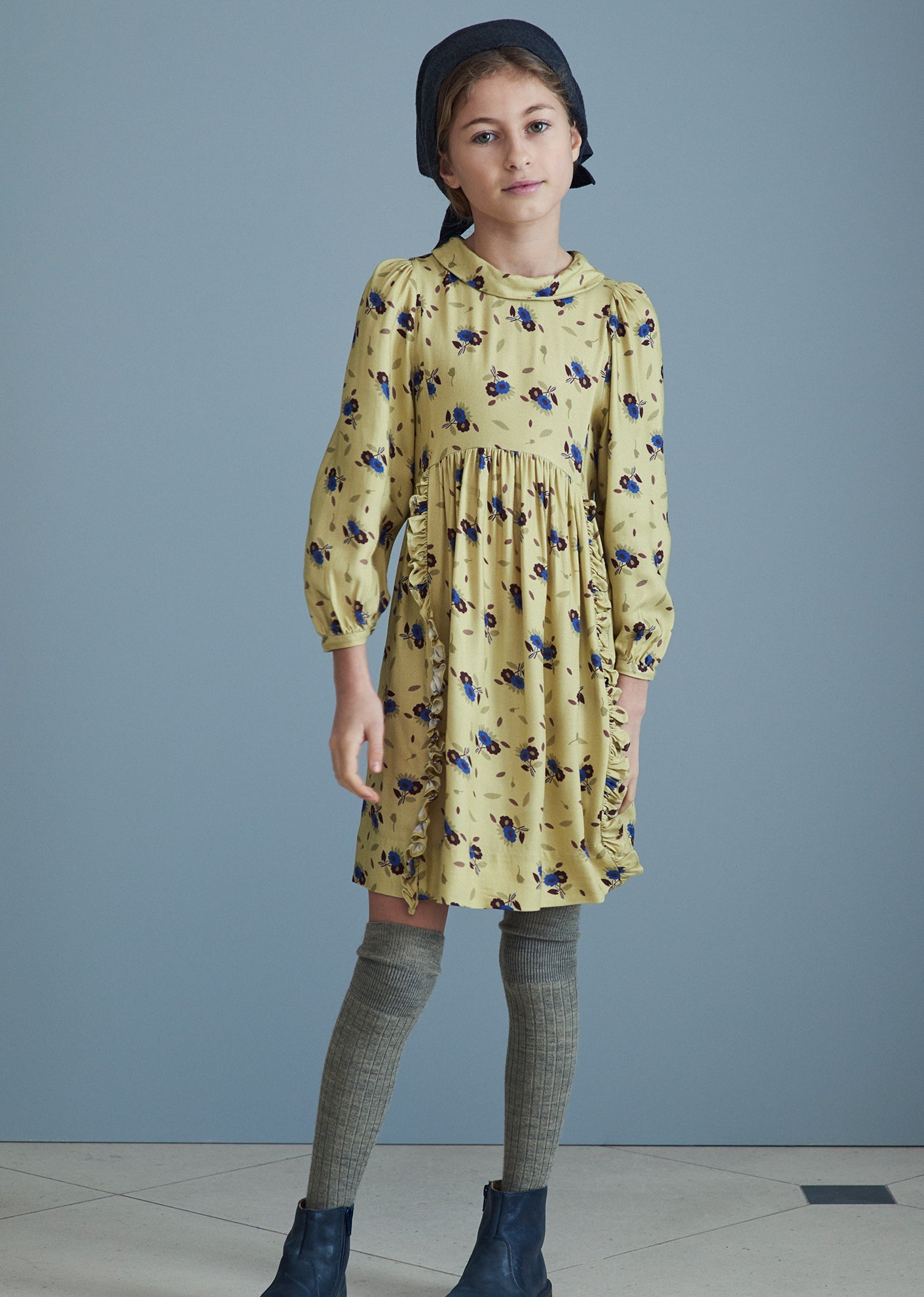 Earth Dress, Yellow Thistle Print