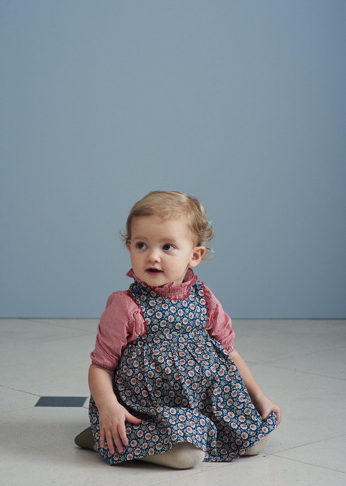 Jupiter Baby Dress, Navy Flower