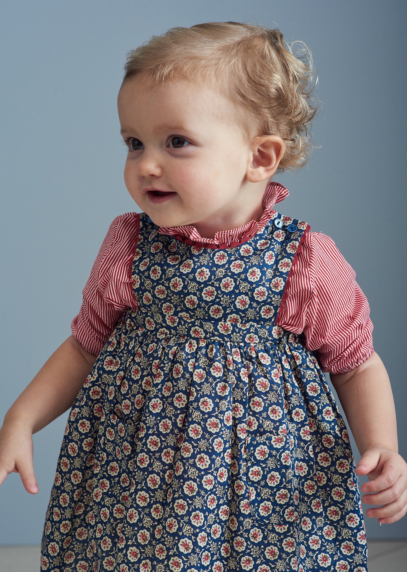 Jupiter Baby Dress, Navy Flower