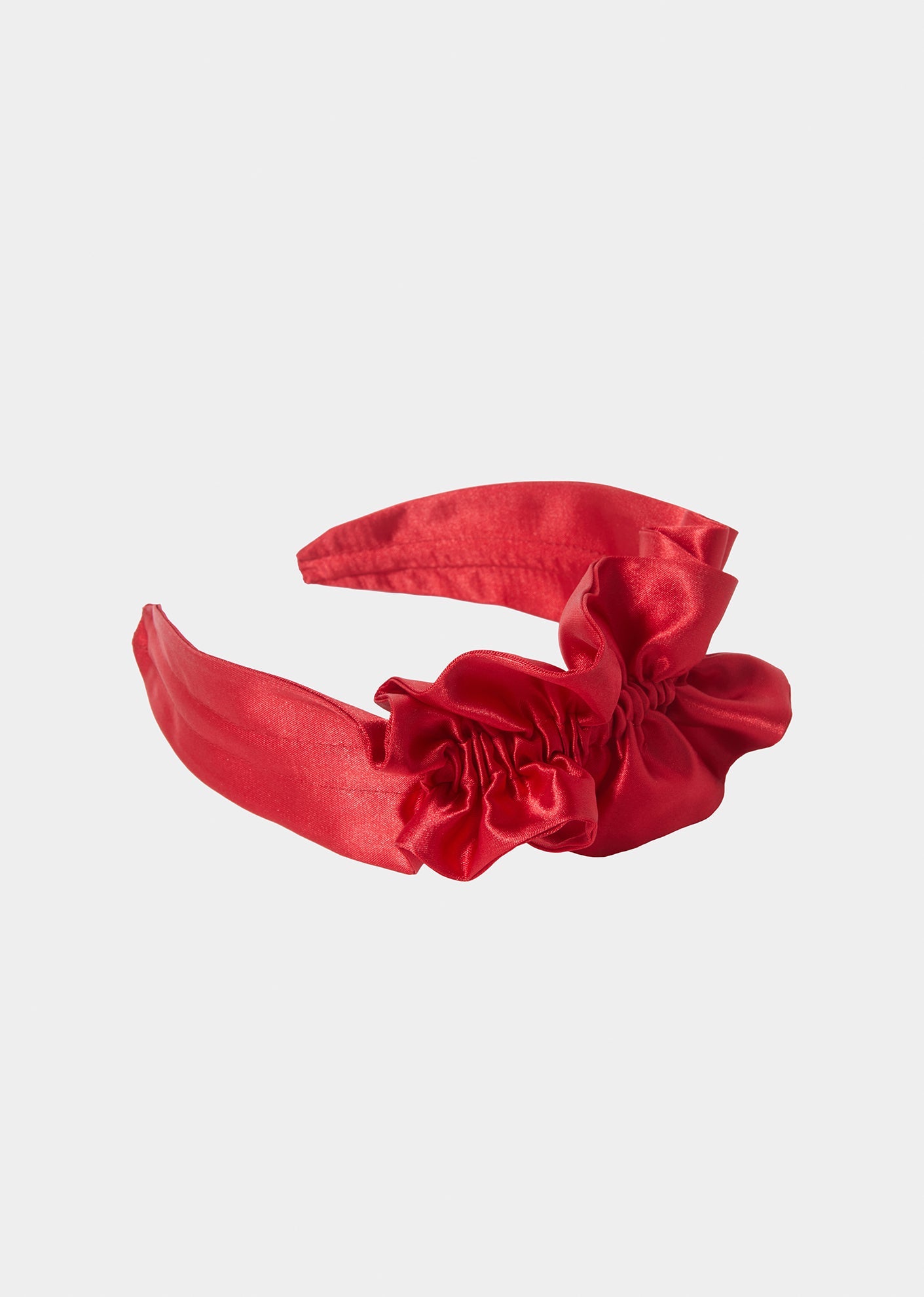 Satin Ruffle Headband - Red